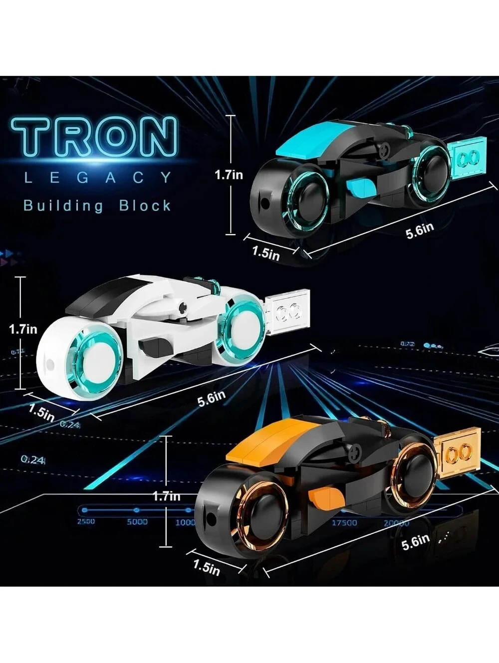 TRON Legacy Light Cycle Building Set Collectible Toy Motorcycle for Fans & Kids